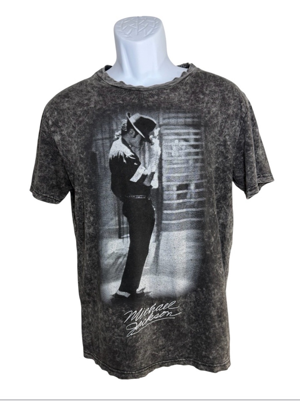Michael Jackson Mineral Wash T-Shirt Mens M Black Acid Wash Graphic Tee